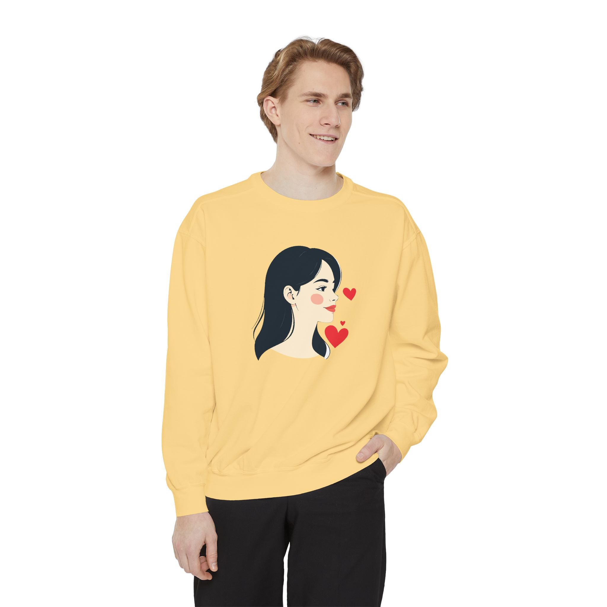 Heart Portrait Sweatshirt Artistic Dual-Face Love Graphic