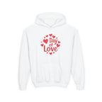 Youth Hoodie — "Day of Love" Kids Valentine’s Heart Pullover