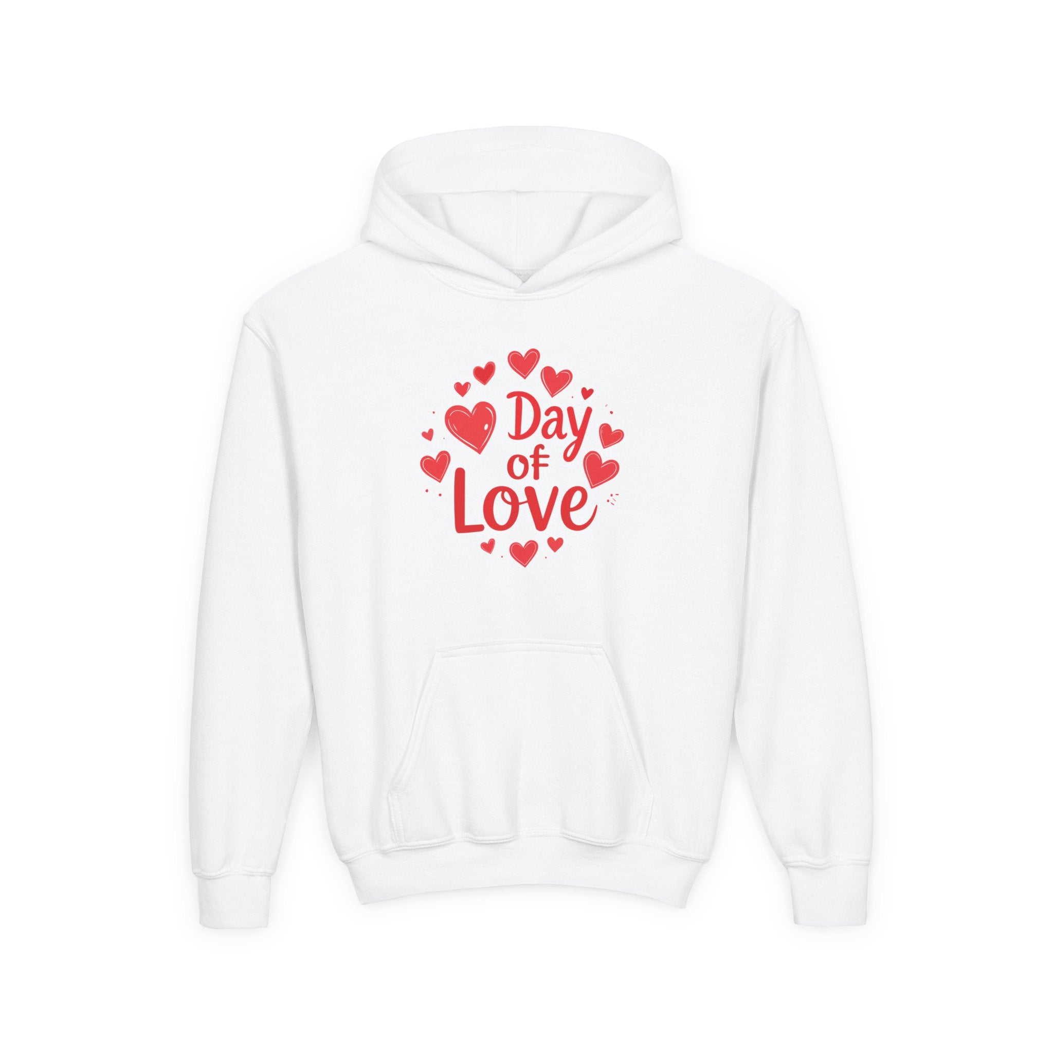 Youth Hoodie — "Day of Love" Kids Valentine’s Heart Pullover