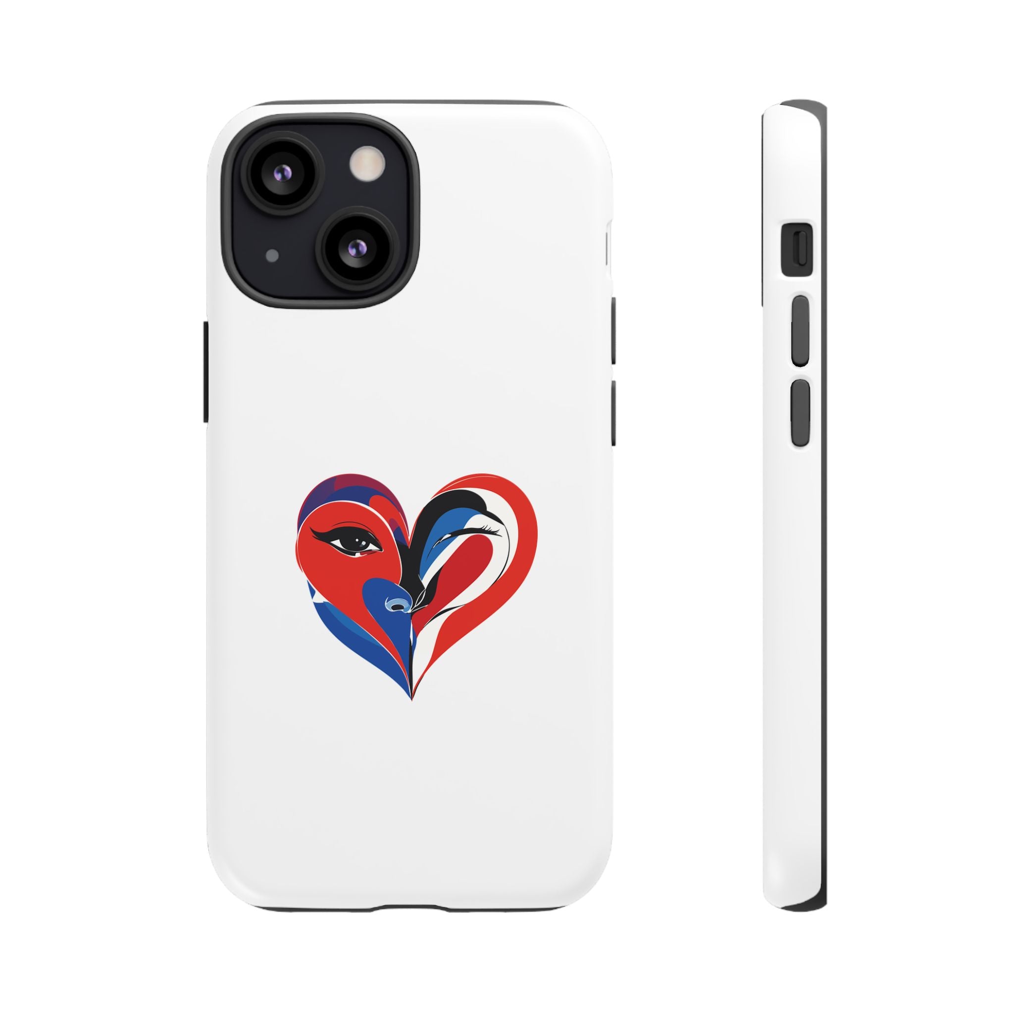 Heart Face Phone Case Red & Blue Abstract Love Design