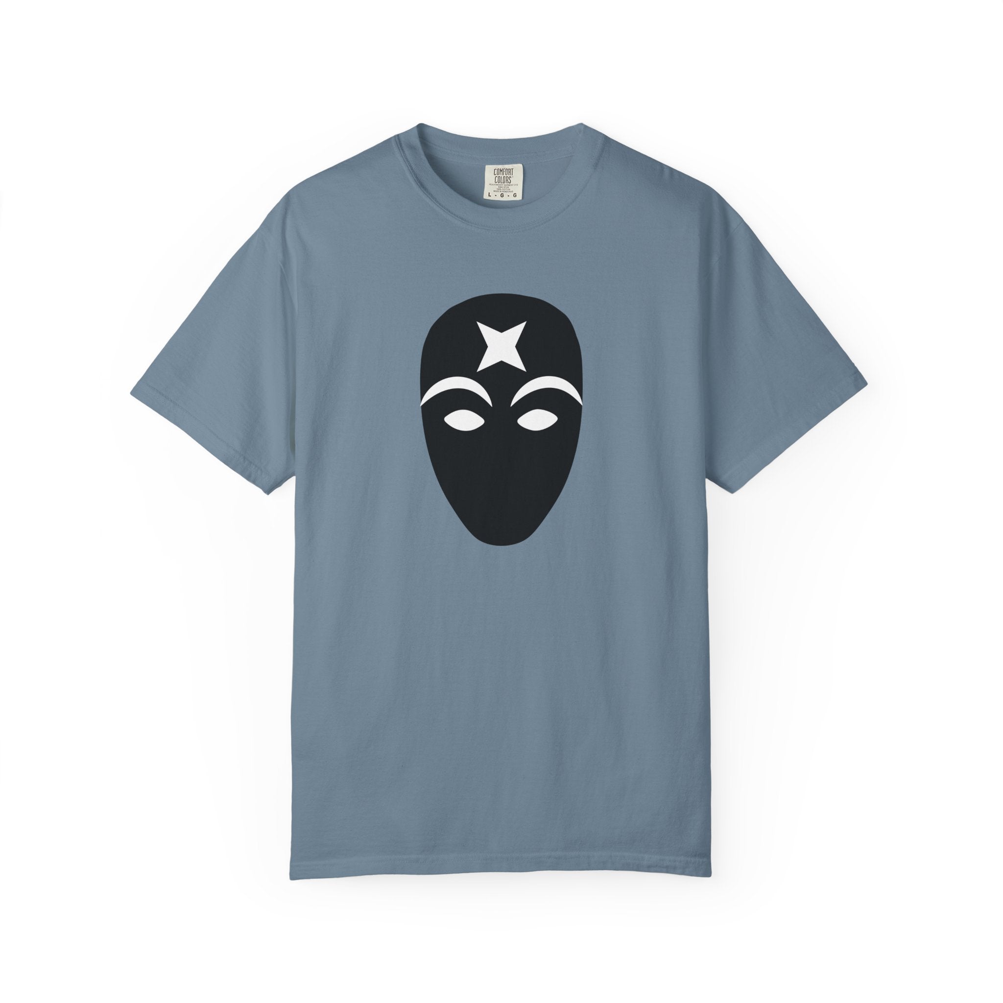 Masked Star Tee  Minimalist Black Mask Graphic T-Shirt