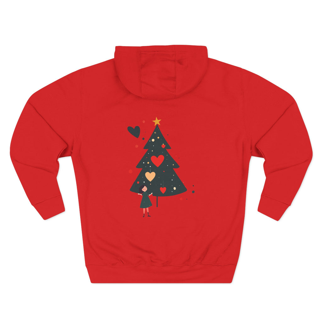 Christmas Tree Heart Hoodie – Cute Minimal Holiday Fleece Hoodie
