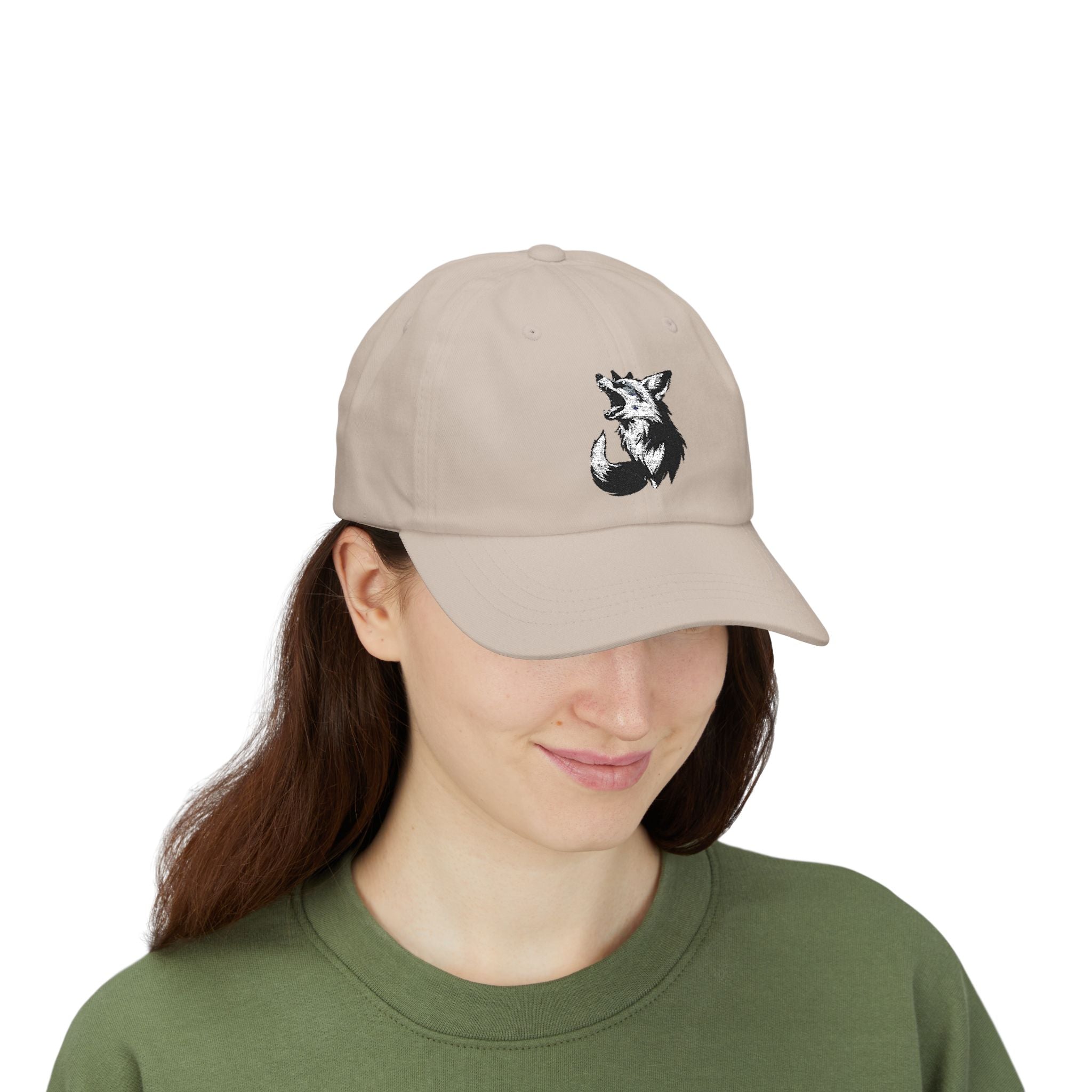Fox Sketch Dad Cap Embroidered Fox Hat, Casual Animal Baseball Cap