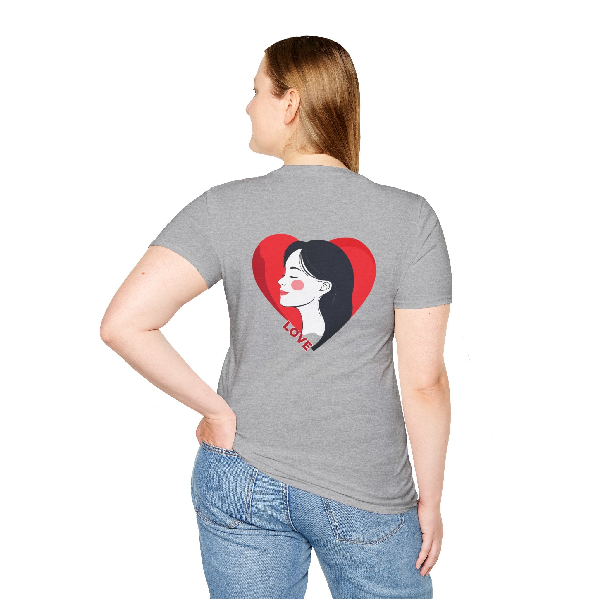 Love Heart Portrait T-Shirt Woman Face Profile
