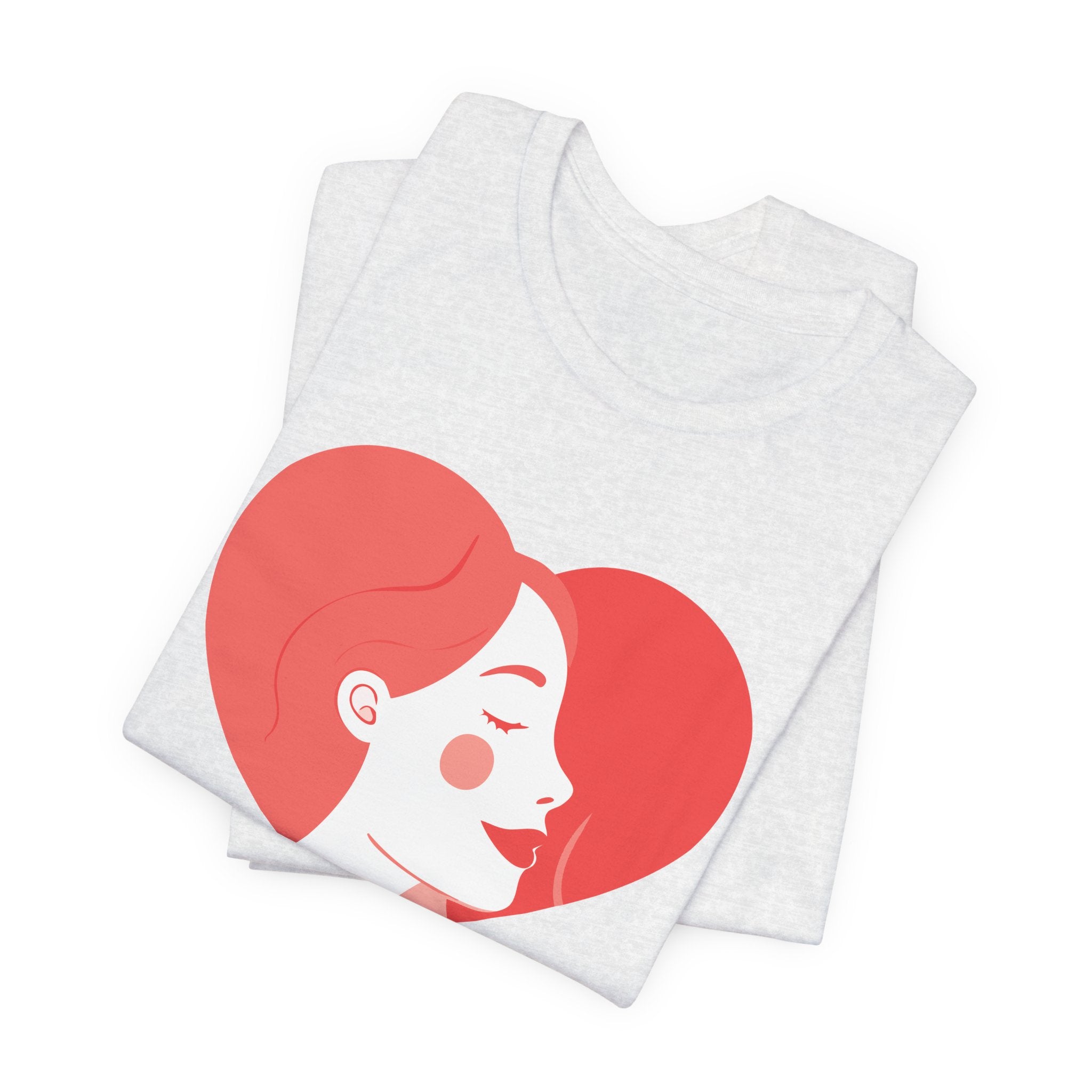 Heart Profile Tee - Minimal Romantic Woman Illustration T-Shirt