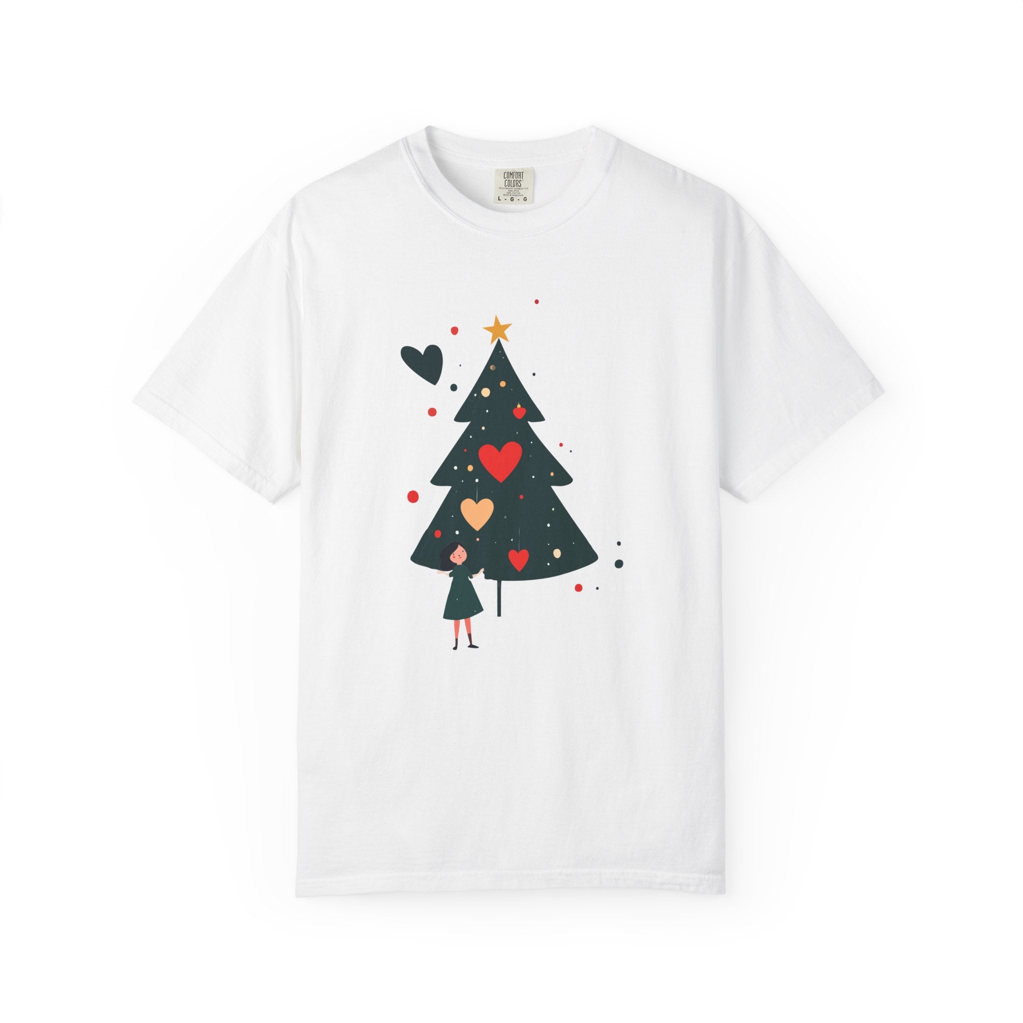 Christmas Tree Hearts T-Shirt — Cute Holiday Tree with Hearts Graphic