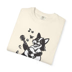 Corgi Playing Guitar T-Shirt  Cute Musical Dog Tee Rockstar Design