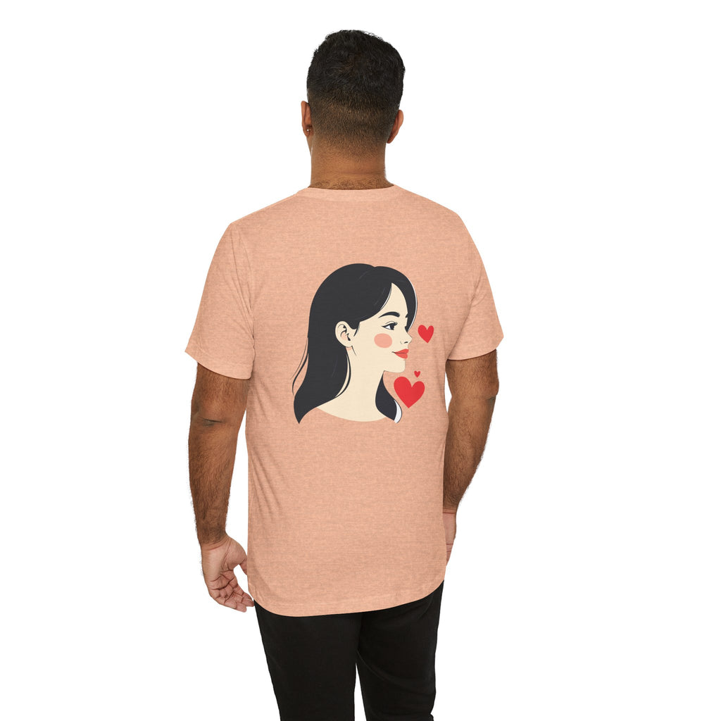 Heart Portrait Tee Romantic Face Heart Graphic T‑Shirt