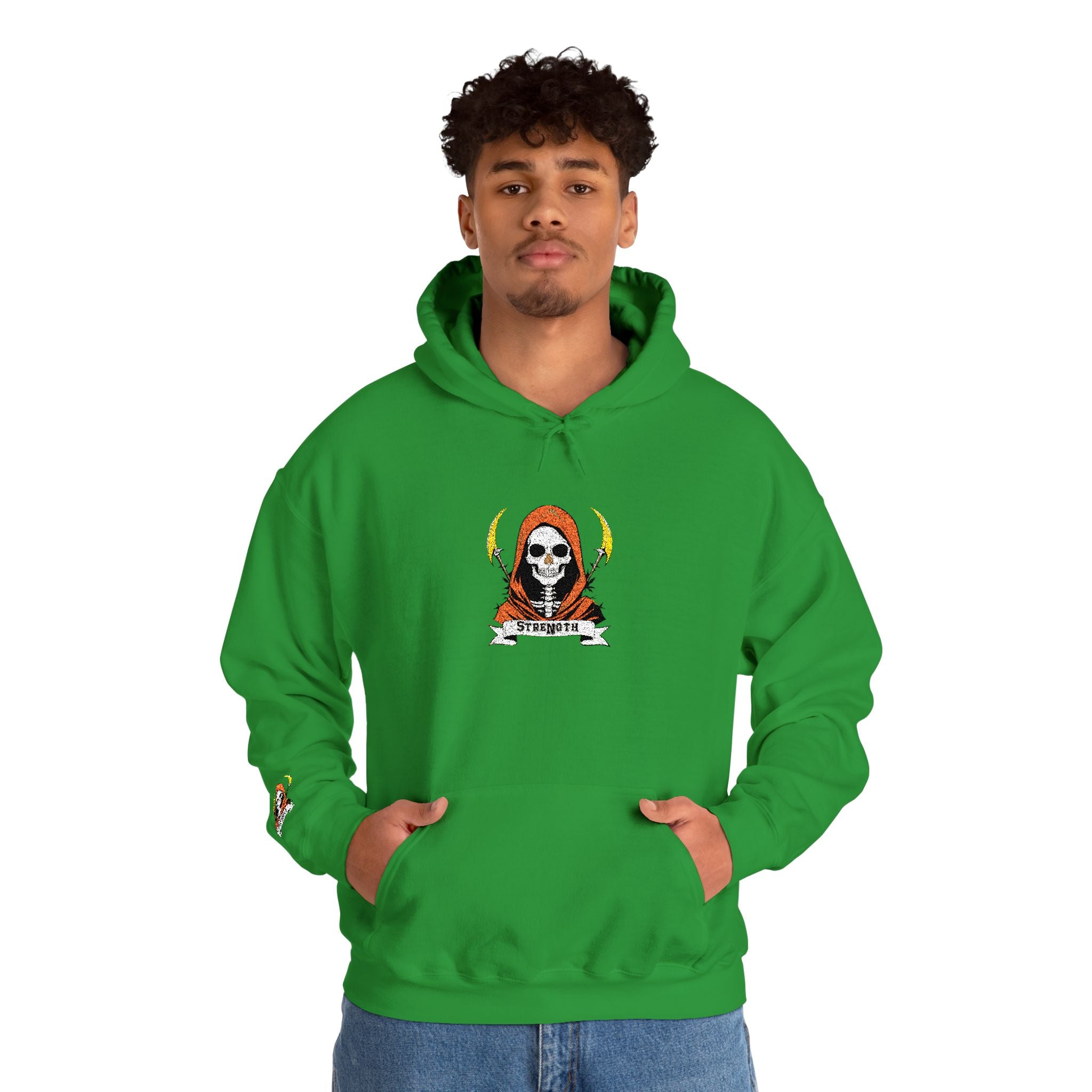 Embroidered Skull Reaper Hoodie Gothic Grim Reaper Graphic Sweatshirt