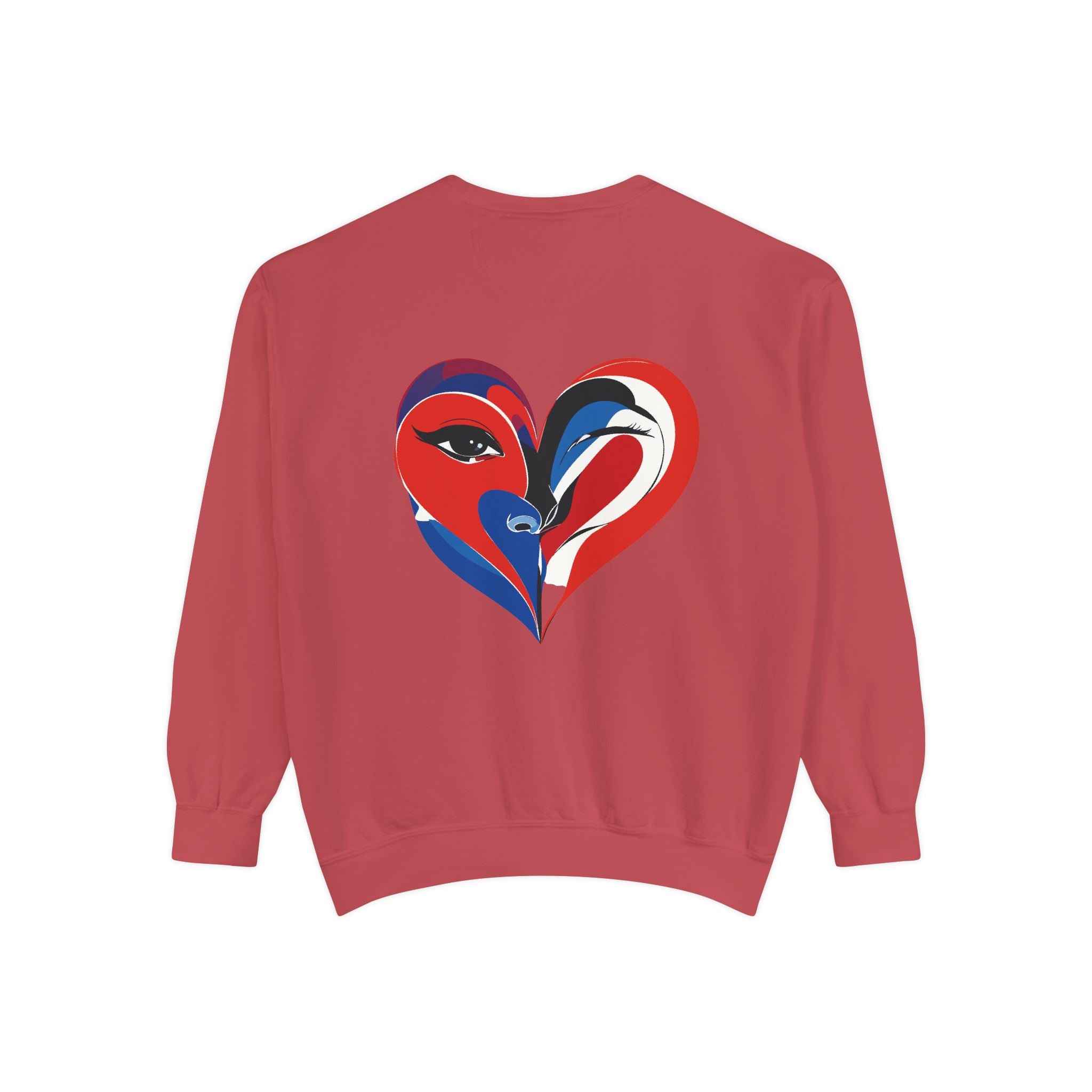 Heart Portrait Sweatshirt Artistic Dual-Face Love Graphic
