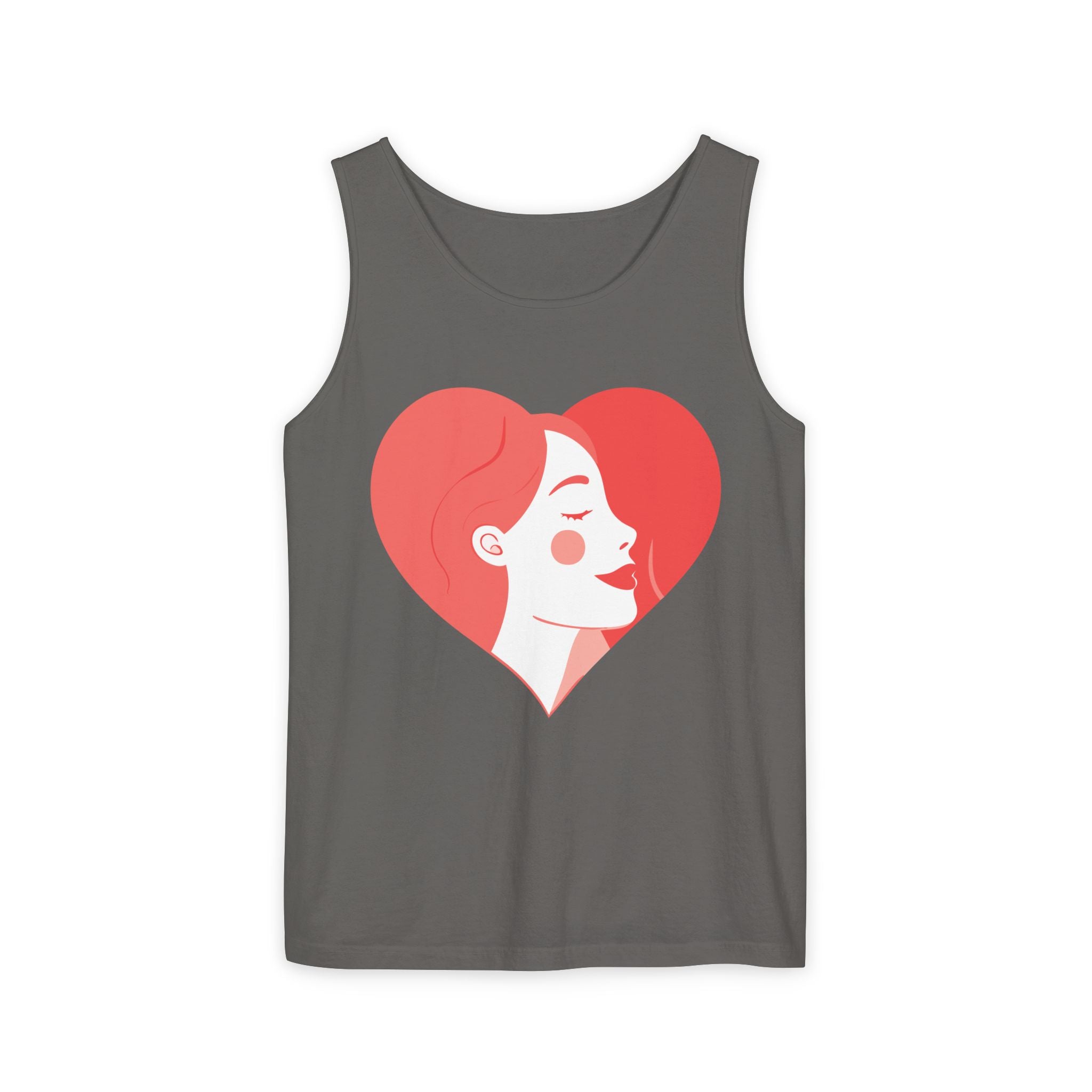 Heart Profile Tank Top — Minimal Feminine Love Graphic