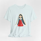 Virgin Mary Illustration Tee — Cute Nativity T-Shirt