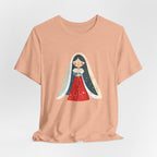 Virgin Mary Illustration Tee — Cute Nativity T-Shirt