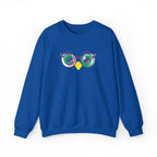 Owl Glasses Sequin Crewneck Sweatshirt Whimsical Sparkle Pullover