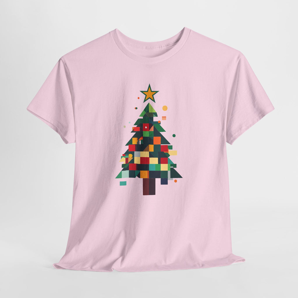 Christmas Tree Graphic Tee Modern Pixelated Holiday T-Shirt
