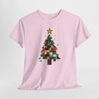 Christmas Tree Graphic Tee Modern Pixelated Holiday T-Shirt