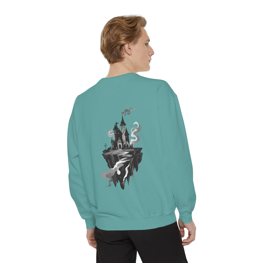 Floating Haunted Castle Sweatshirt Gothic Floating Island Crewneck