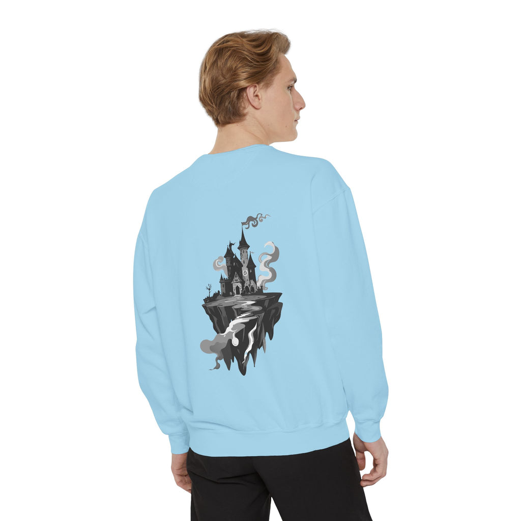 Floating Haunted Castle Sweatshirt Gothic Floating Island Crewneck
