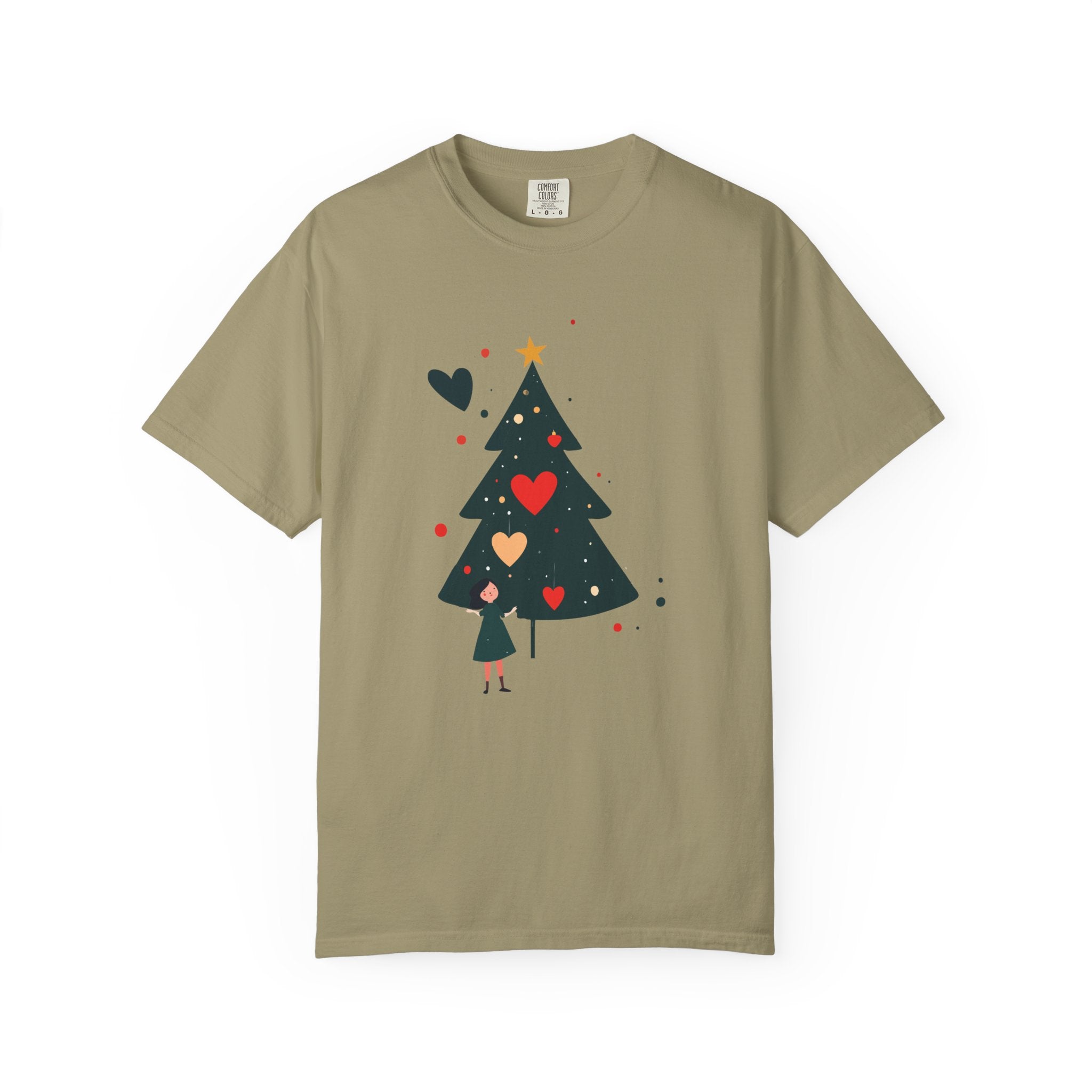 Christmas Tree Hearts T-Shirt — Cute Holiday Tree with Hearts Graphic