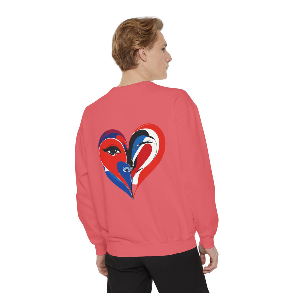 Heart Portrait Sweatshirt Artistic Dual-Face Love Graphic