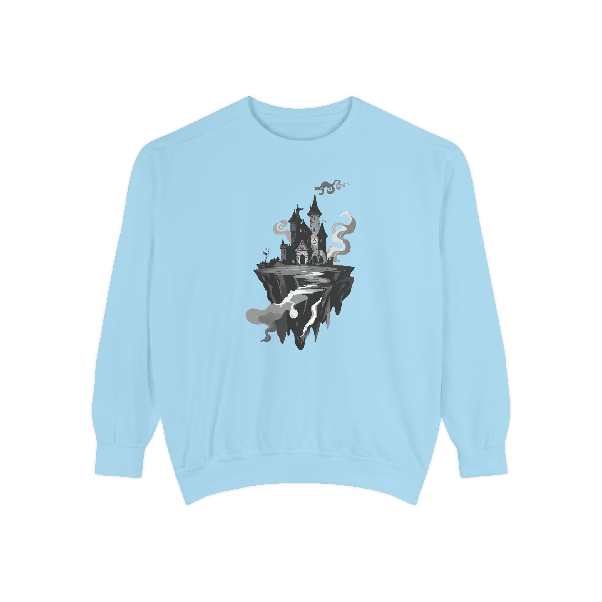 Floating Haunted Castle Sweatshirt Gothic Floating Island Crewneck