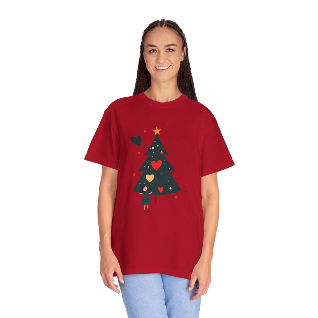 Christmas Tree Hearts T-Shirt — Cute Holiday Tree with Hearts Graphic
