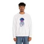 Jellyfish Graphic Crewneck Sweatshirt Cute Blue & Pink Ocean Animal Tee for Beach Lovers