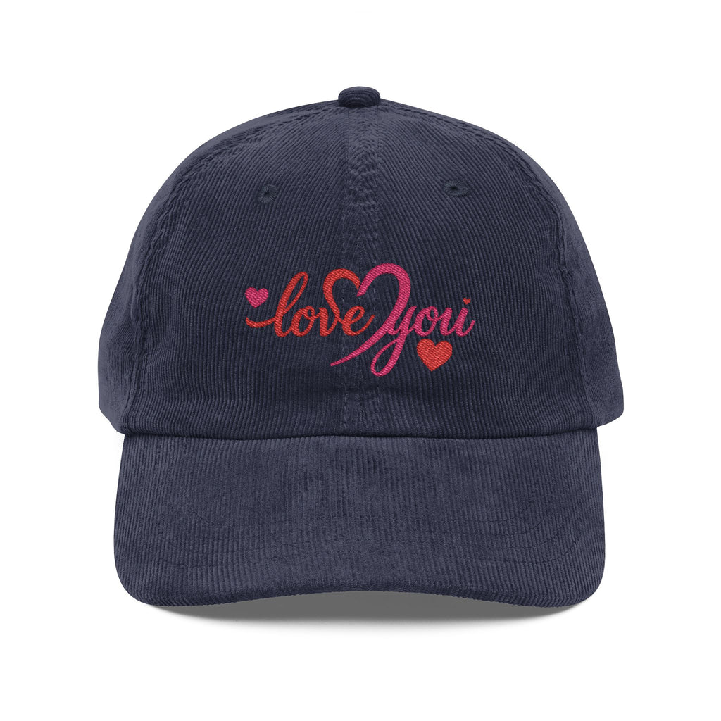 Embroidered Vintage Corduroy Cap Heart Script Love Baseball Hat - Devjeen