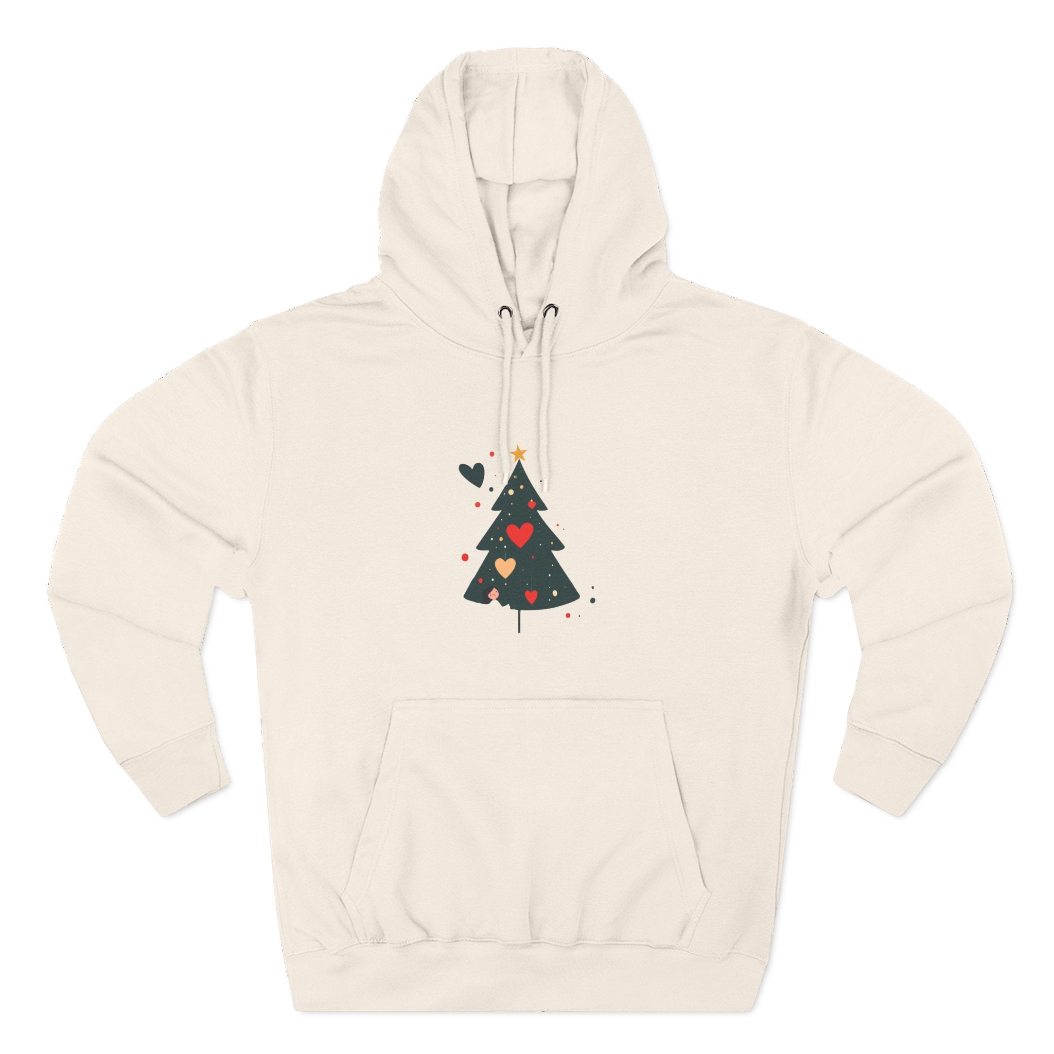 Christmas Tree Heart Hoodie – Cute Minimal Holiday Fleece Hoodie