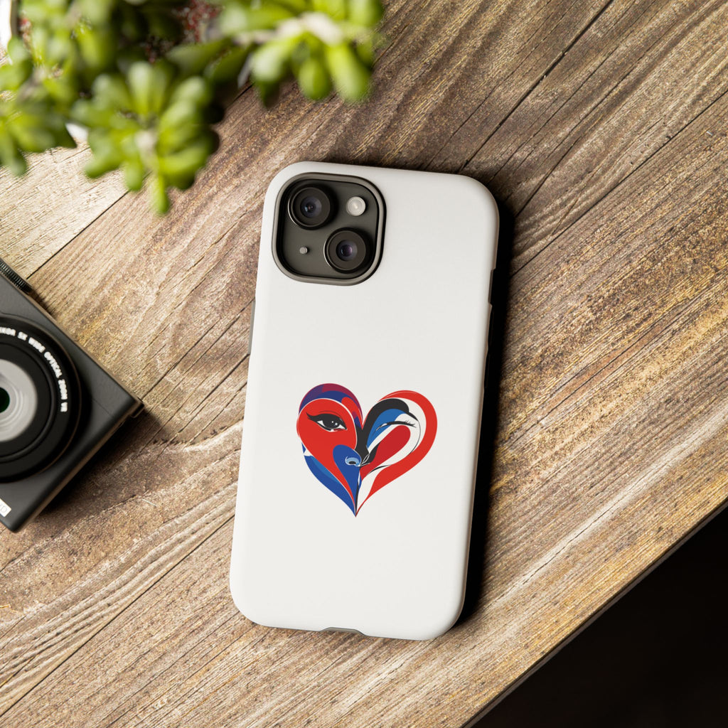 Heart Face Phone Case Red & Blue Abstract Love Design