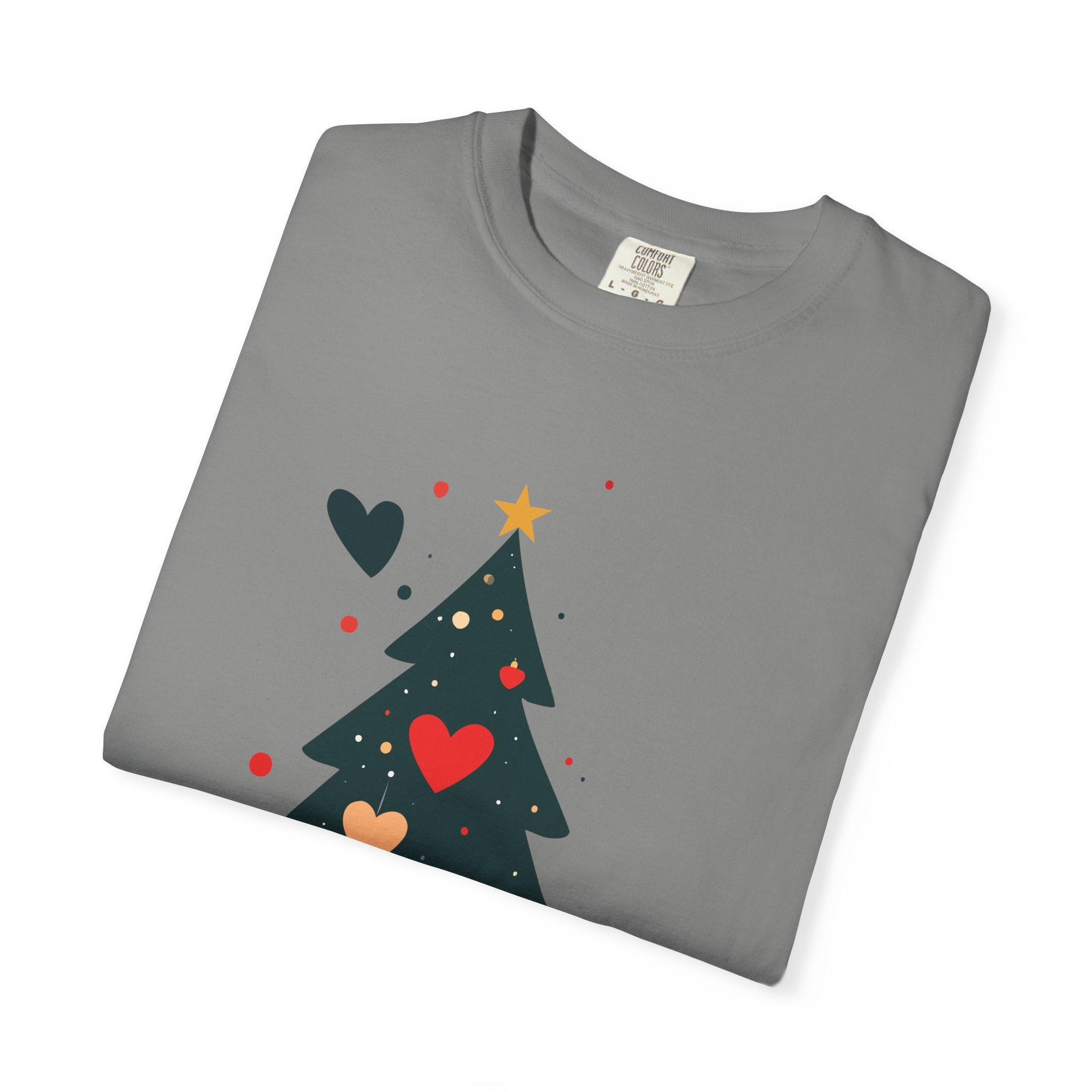Christmas Tree Hearts T-Shirt — Cute Holiday Tree with Hearts Graphic