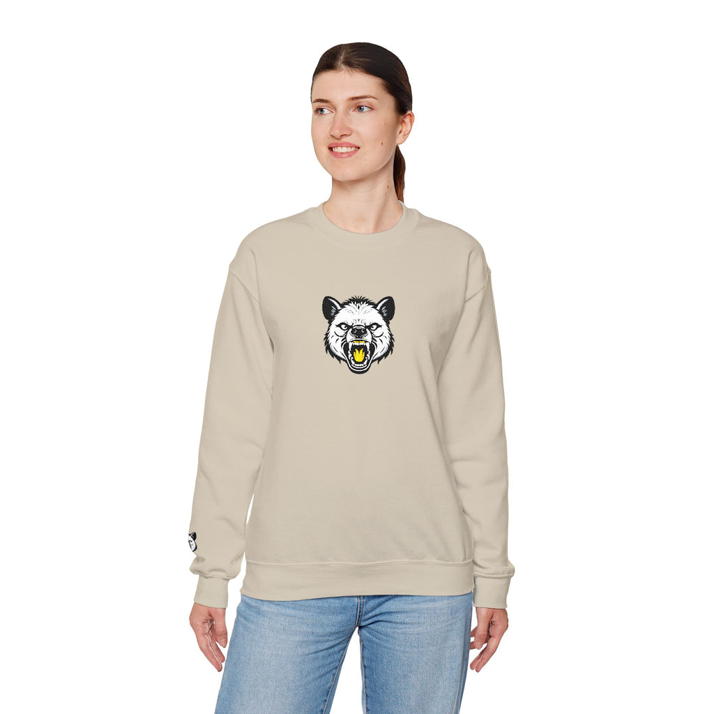 Roaring Hyena Face Graphic Embroidered Crewneck Sweatshirt