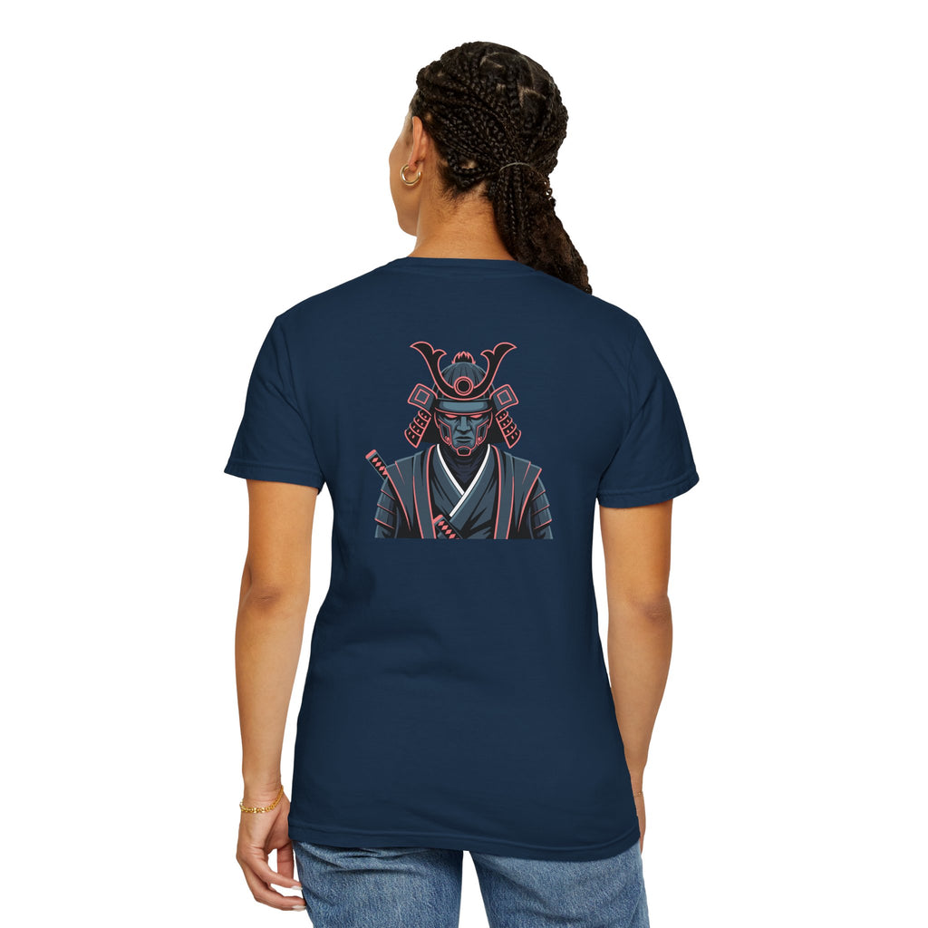 Samurai Warrior Graphic T-Shirt Retro Neon Japanese Armor Tee