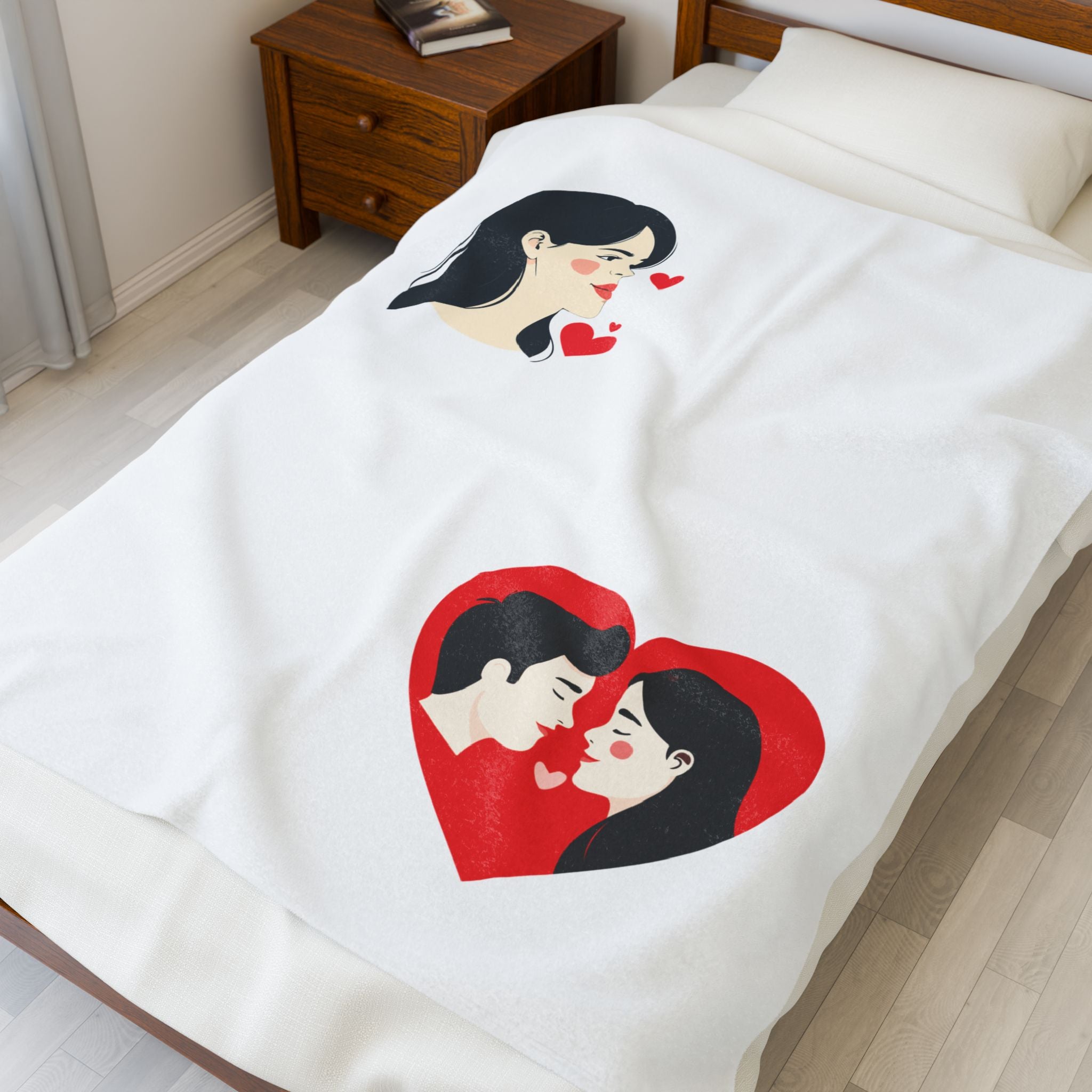 Romantic Couple Heart Velveteen Plush Blanket Cute Pop-Art Love Design