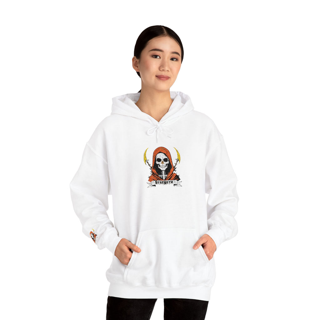 Embroidered Skull Reaper Hoodie Gothic Grim Reaper Graphic Sweatshirt