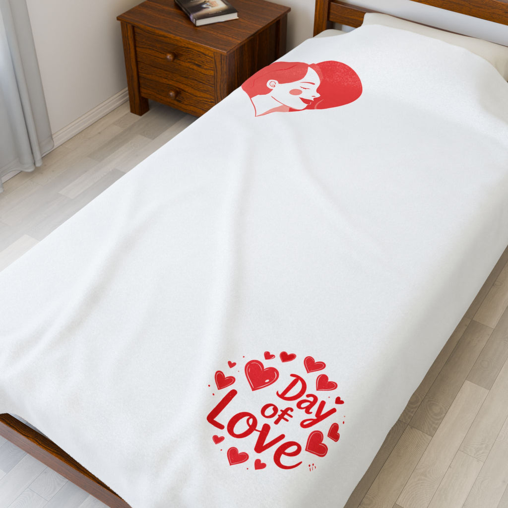 Velveteen Plush Blanket — 'Day of Love' Heart Portrait Throw (Valentine’s Cozy Gift)