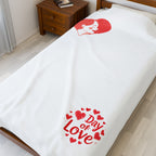 Velveteen Plush Blanket — 'Day of Love' Heart Portrait Throw (Valentine’s Cozy Gift)
