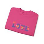 LOVE Floral Crewneck Sweatshirt Heart Pattern Cozy Pullover
