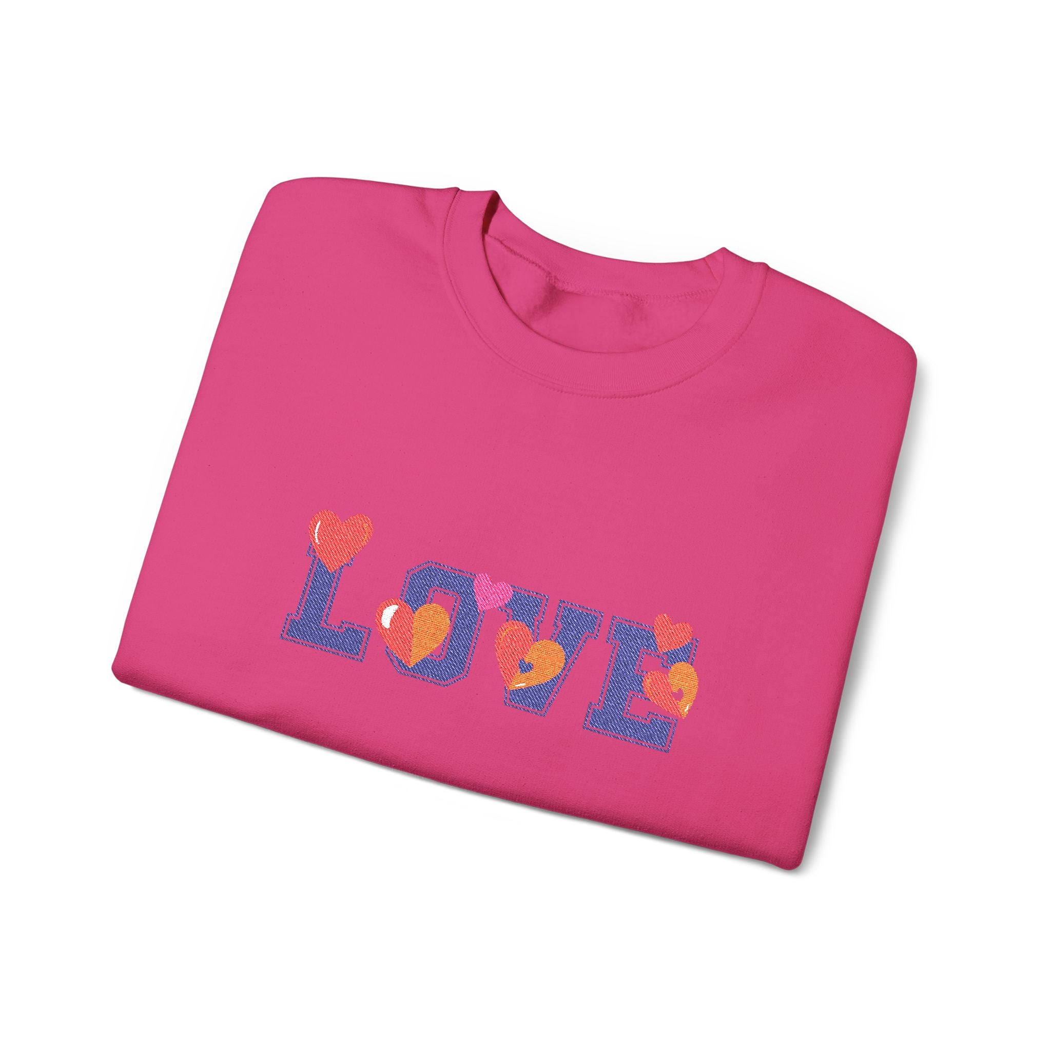 LOVE Floral Crewneck Sweatshirt Heart Pattern Cozy Pullover