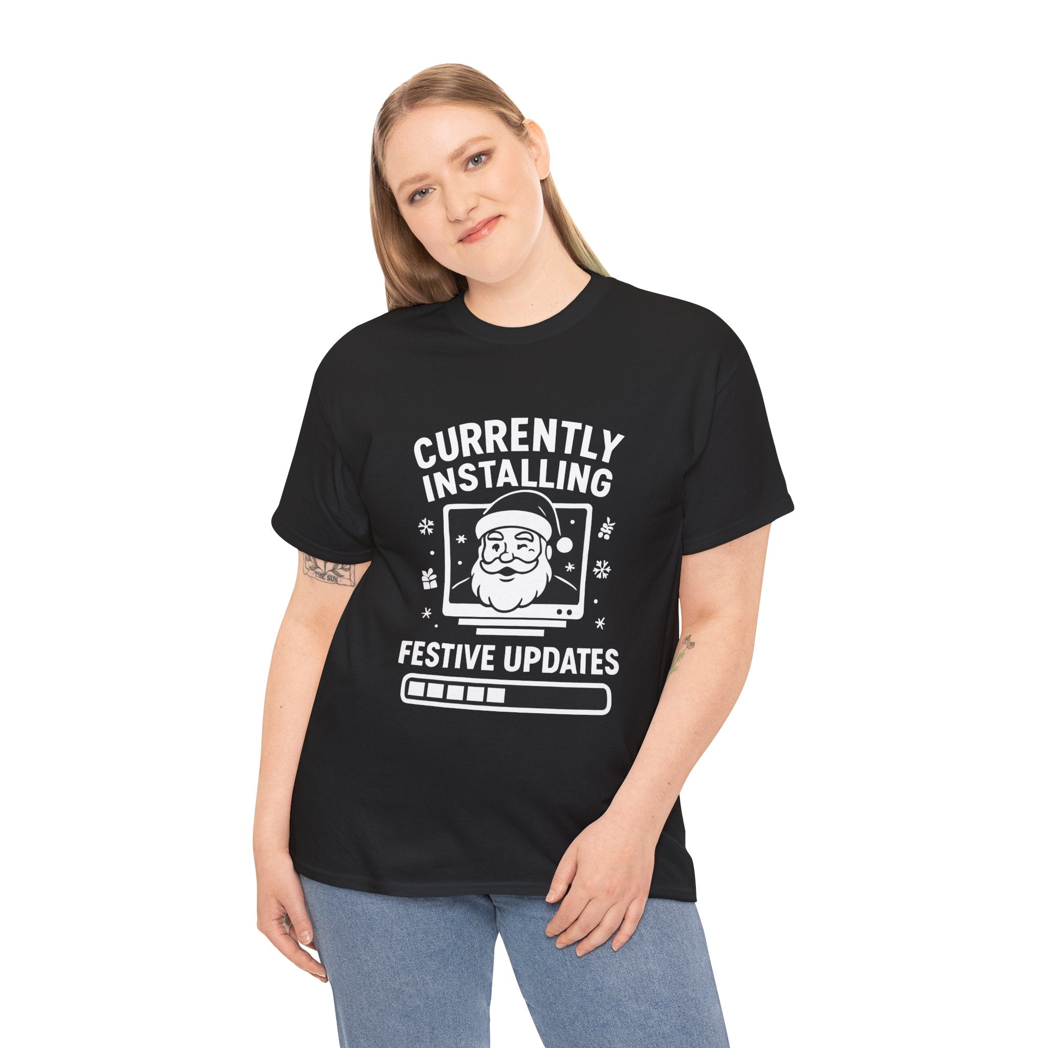 Currently Installing Festive Updates T-Shirt Funny Santa Christmas Holiday Tee