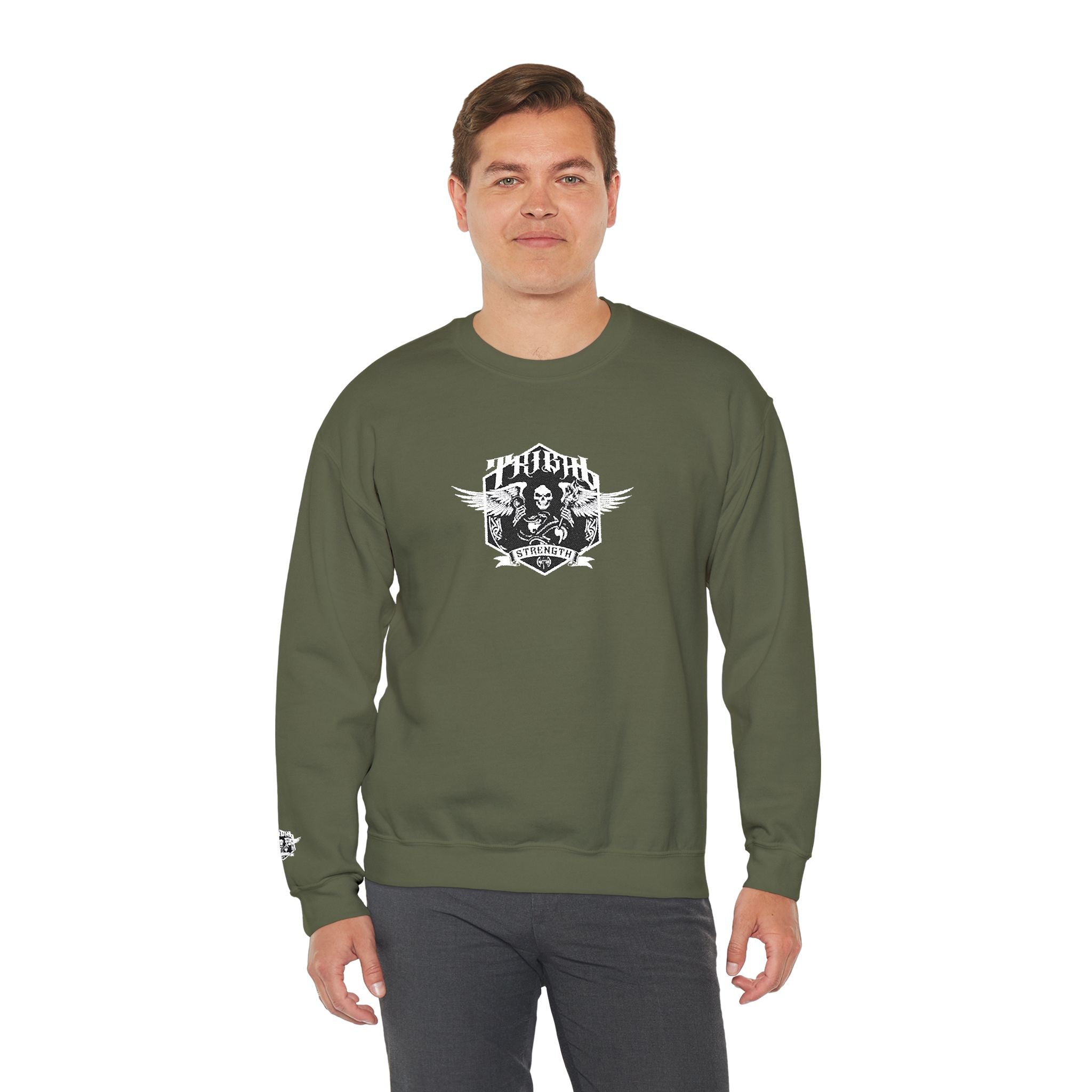 Gothic Band Crest Embroidered Crewneck Sweatshirt