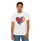Heart Art Graphic Tee Red & Blue Woman Face Heart Design