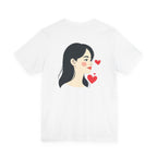 Heart Portrait Tee Romantic Face Heart Graphic T‑Shirt
