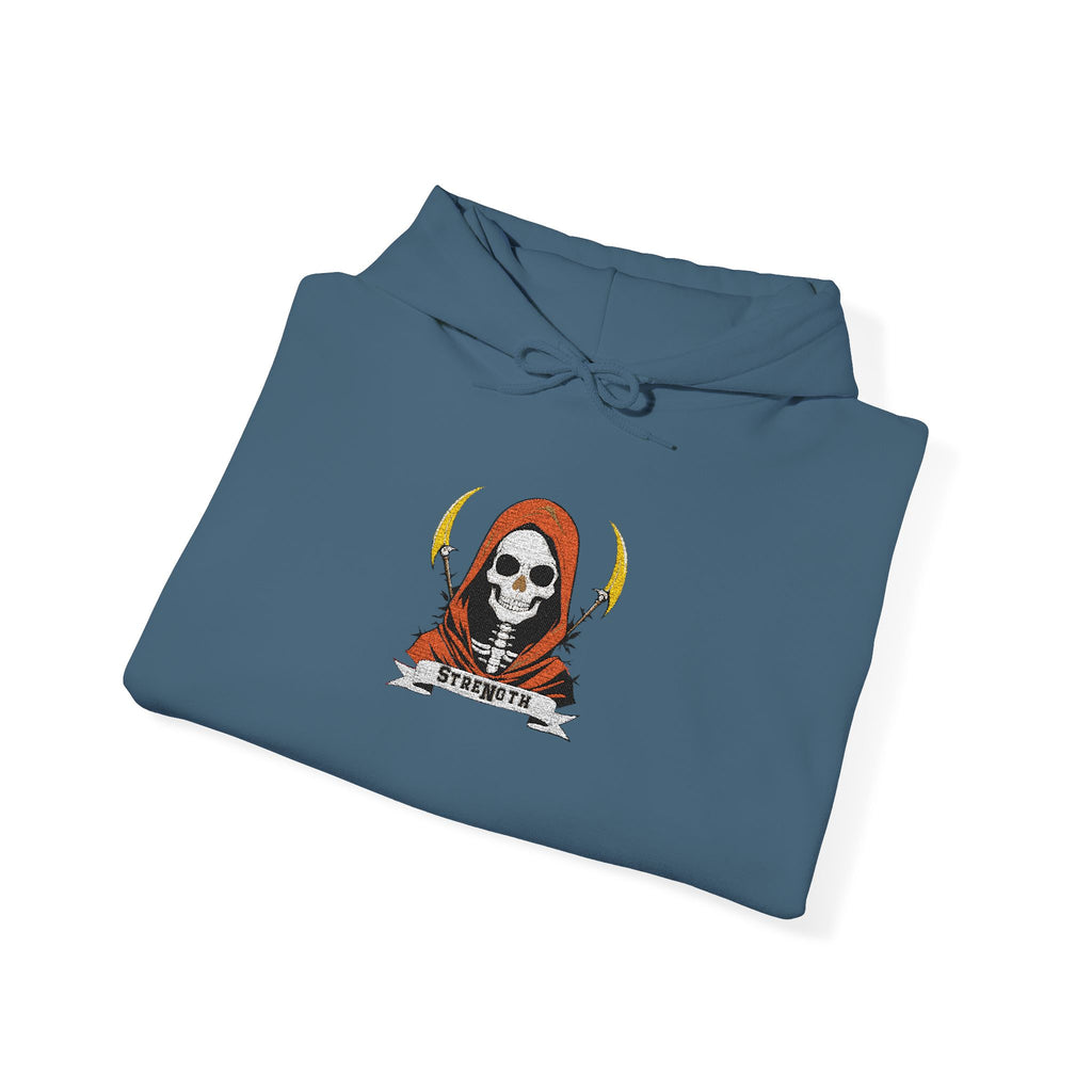Embroidered Skull Reaper Hoodie Gothic Grim Reaper Graphic Sweatshirt
