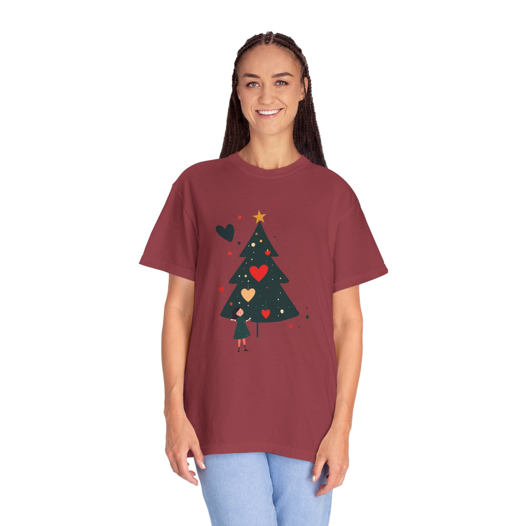 Christmas Tree Hearts T-Shirt — Cute Holiday Tree with Hearts Graphic