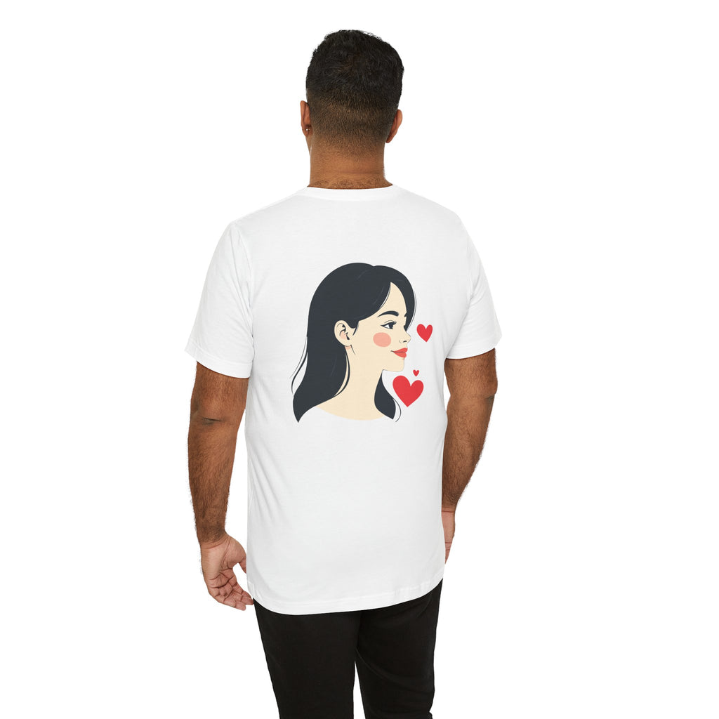 Heart Portrait Tee Romantic Face Heart Graphic T‑Shirt