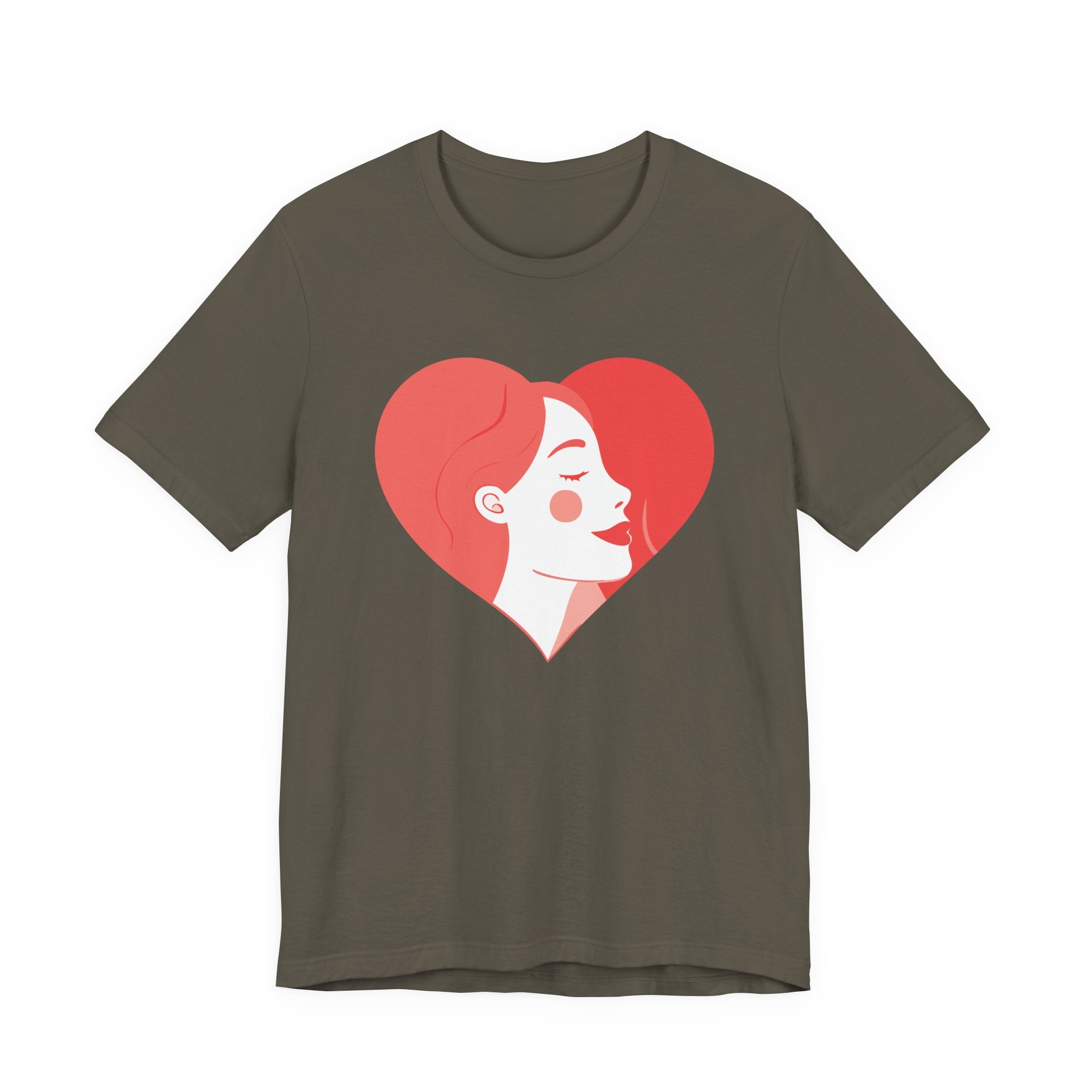 Heart Profile Tee - Minimal Romantic Woman Illustration T-Shirt