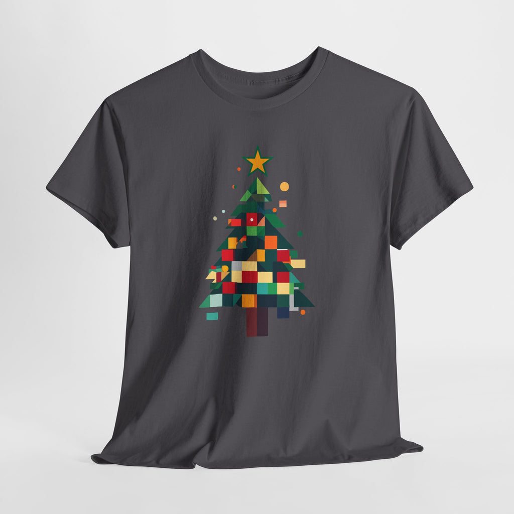 Christmas Tree Graphic Tee Modern Pixelated Holiday T-Shirt