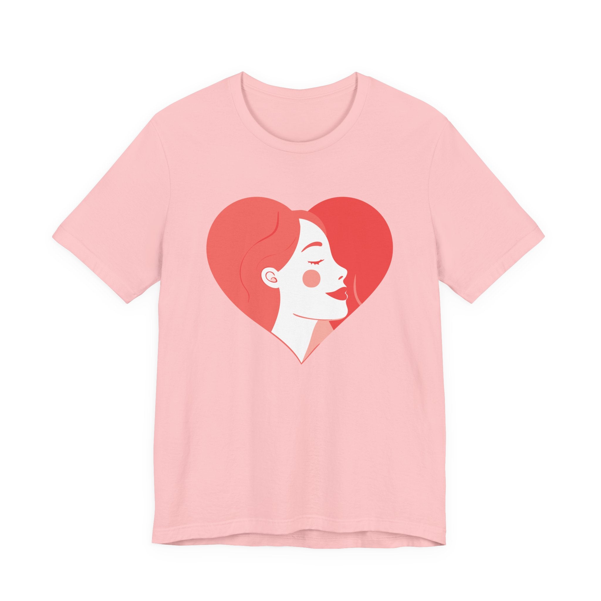 Heart Profile Tee - Minimal Romantic Woman Illustration T-Shirt
