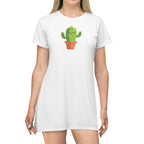 Cactus Cute T‑Shirt Dress Kawaii Potted Cactus Graphic